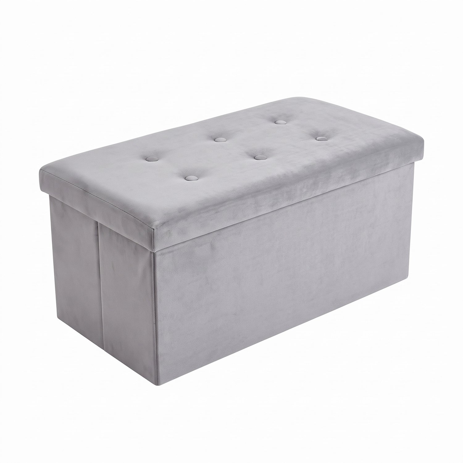 SCENA LIVING - Rechthoekige, opvouwbare fluwelen poef met opbergruimte, 76 x 38 x 38 cm