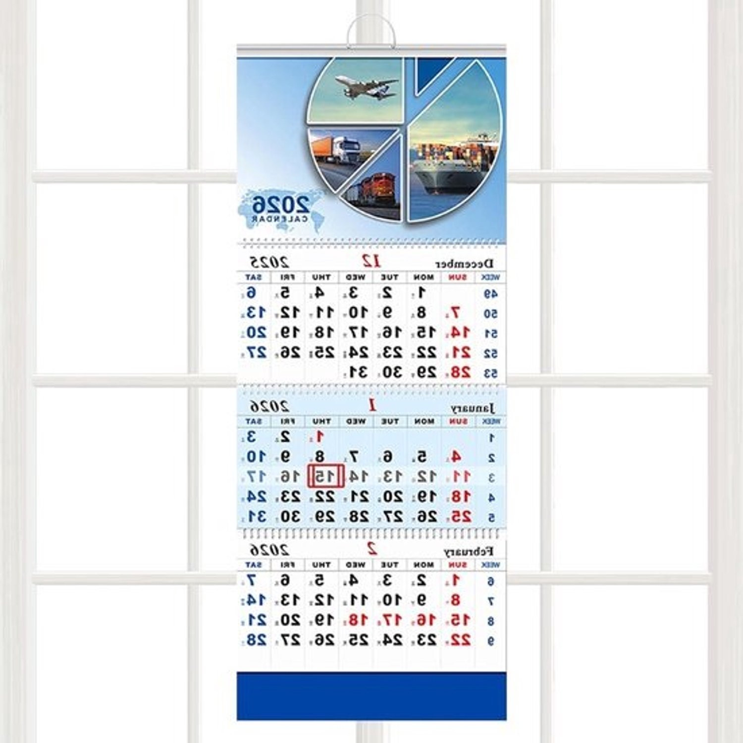 Kalender 2026 - Maandoverzicht voor aan de muur - Dagelijkse planning - Drie maanden per pagina - A2-formaat - Niet gespecificeerd