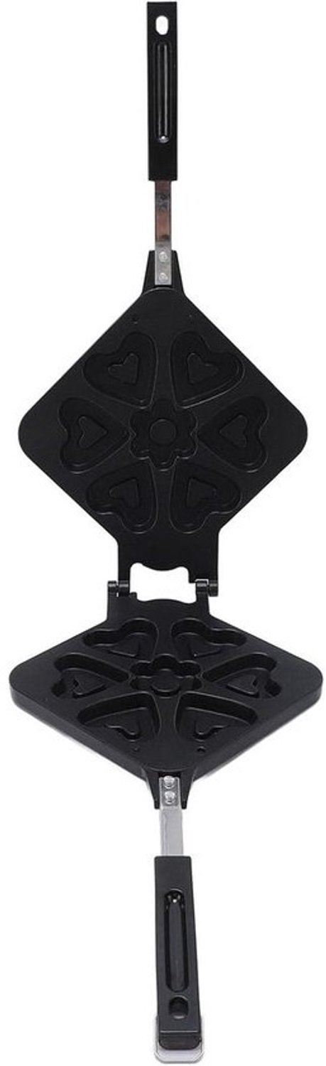Hartvormig wafelijzer - Wafelmaker - Voor ontbijt en dessert - Dubbelzijdige verwarming - 22 cm diameter - Aluminium