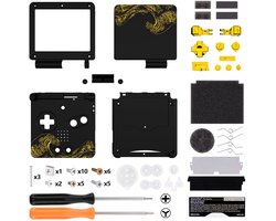 Beschermhoes voor Gameboy Advance SP, afdekking met knoppen, compatibel met alle IPS- en standaard LCD's, geen console of IPS-display, grote golf, zwart