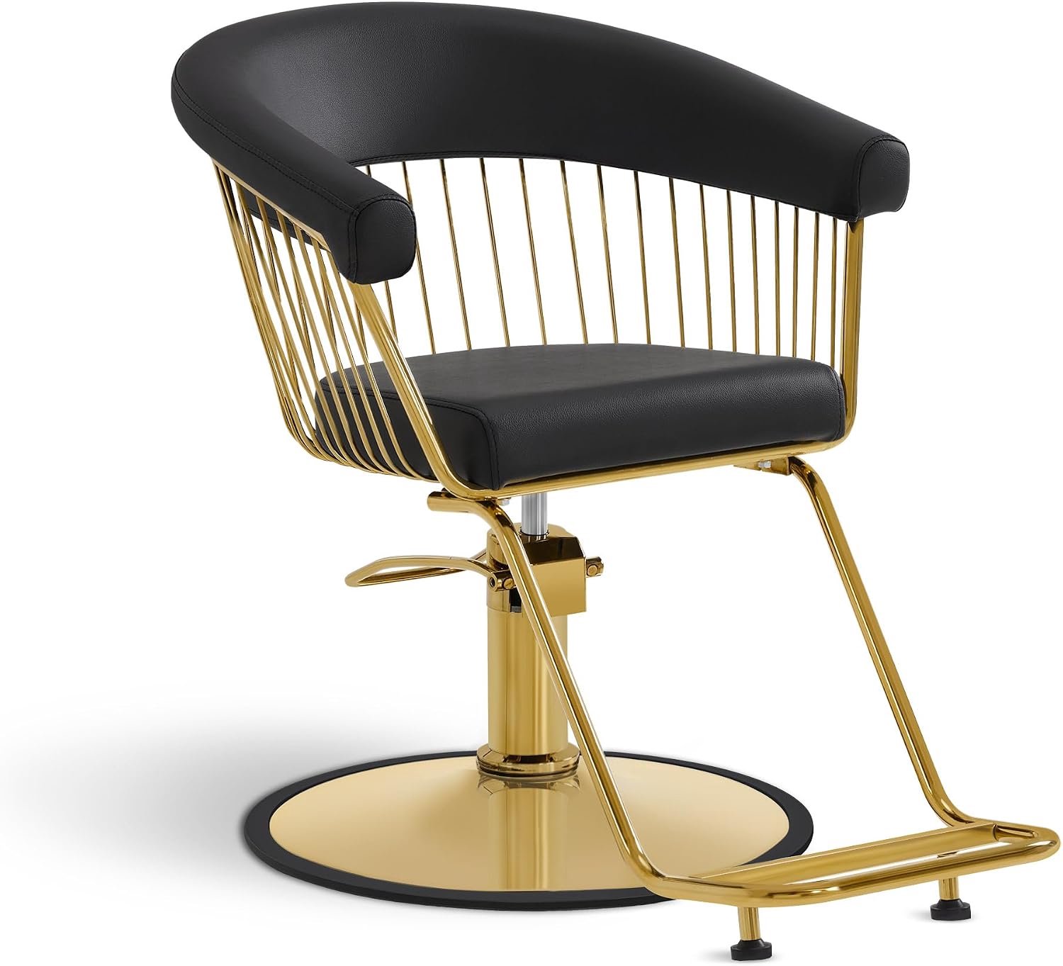 Zivano Kappersstoel - Kapperstoel - Kappersstoel met Voetsteun - Goud/Zwart - 92cm x 66cm x 81cm