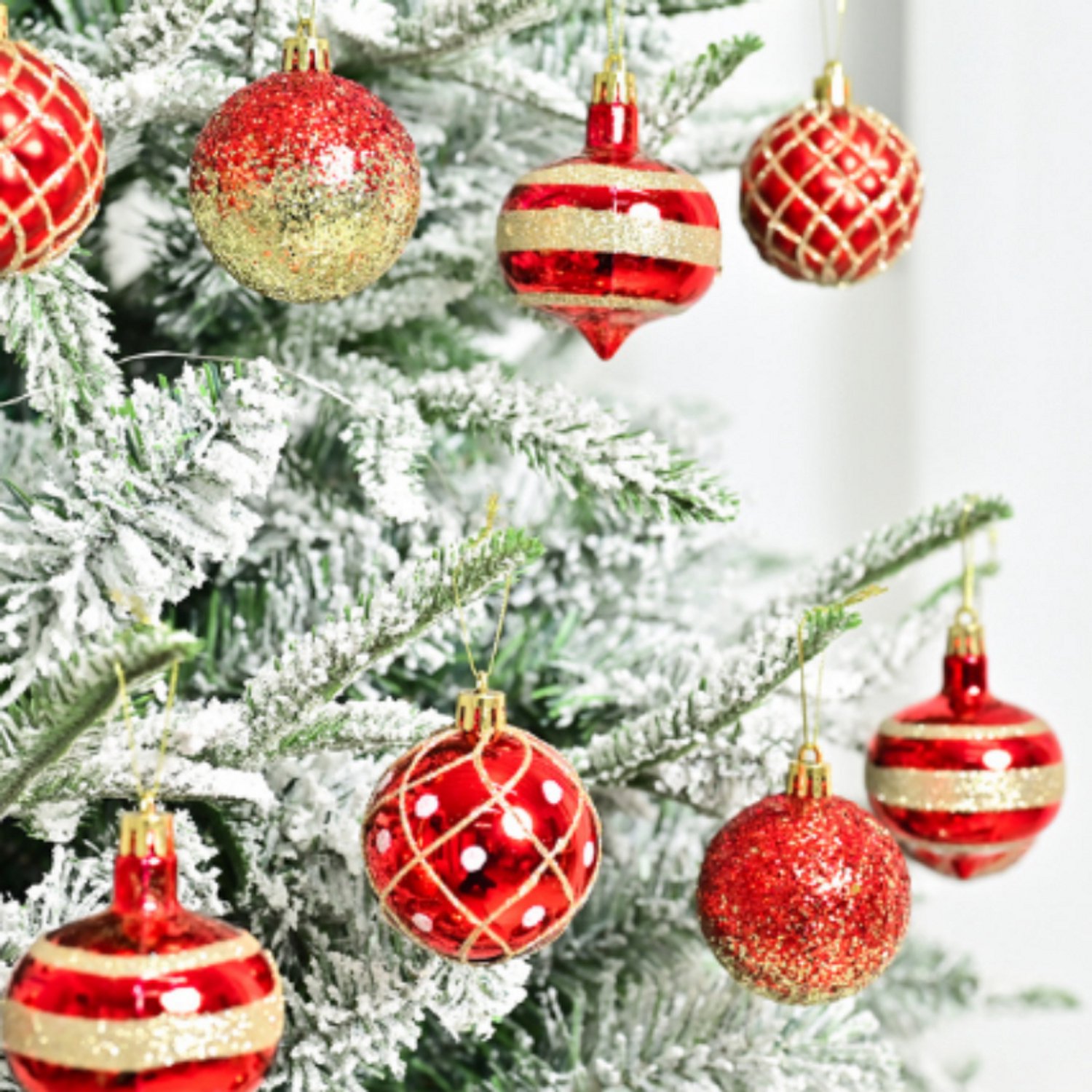 Kerstballen Set 16 Stuks, 6 cm, Rode Kerstboomdecoratie met Verschillende Patronen, Hangende Kerstversiering voor Boom, Krans en Slinger – foto 2