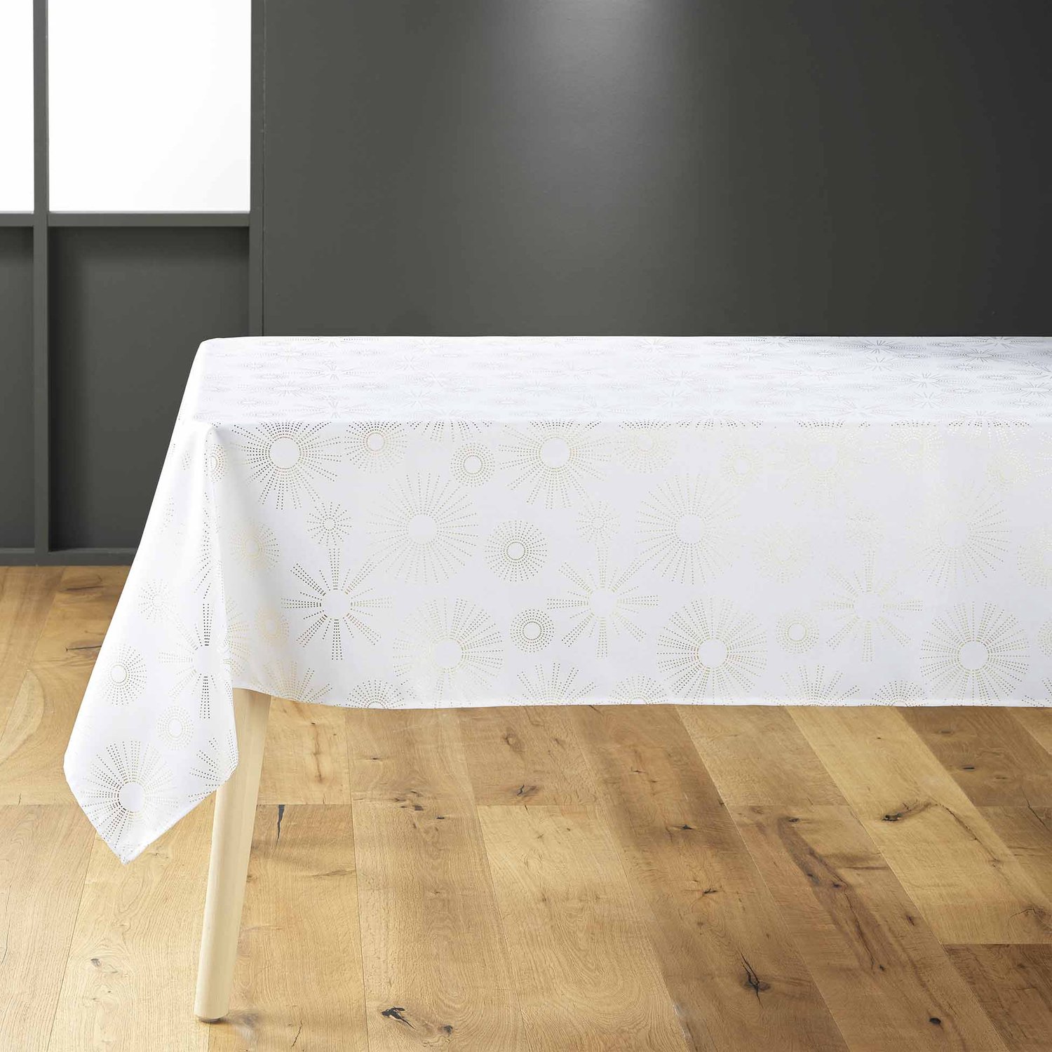Douceur d'intérieur - Wit tafelkleed met gouden decoratie PAMPILLE