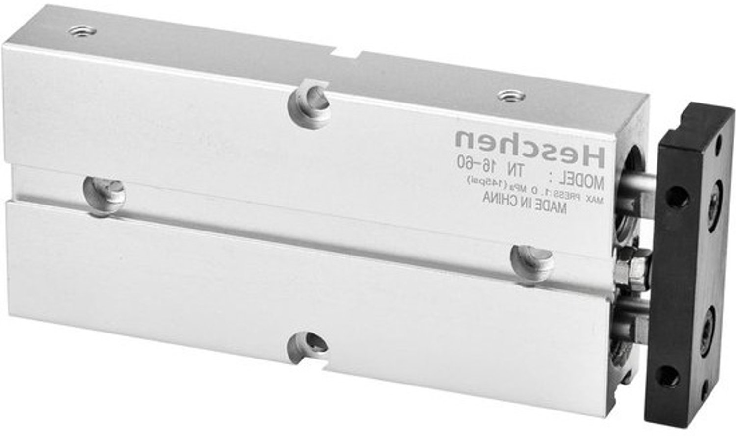Pneumatische cilinder - Dubbelwerkend aluminium - Voor industriële automatisering - Dubbele stang - 16mm boring 60mm slag - Zilverkleurig