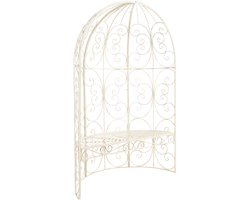 CLP Rosie Rozenboog met Bankje - Halfrond - Art Nouveau - Tuinprieel - Klimplantenrek - Tuinbank - antiek/creme