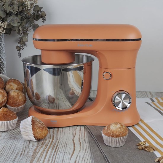 Keukenmachine Kneedmachine - 1500 W Vermogen - 5 Liter Roestvrijstalen Kom - Oranje - Staande Mixer — afbeelding 3