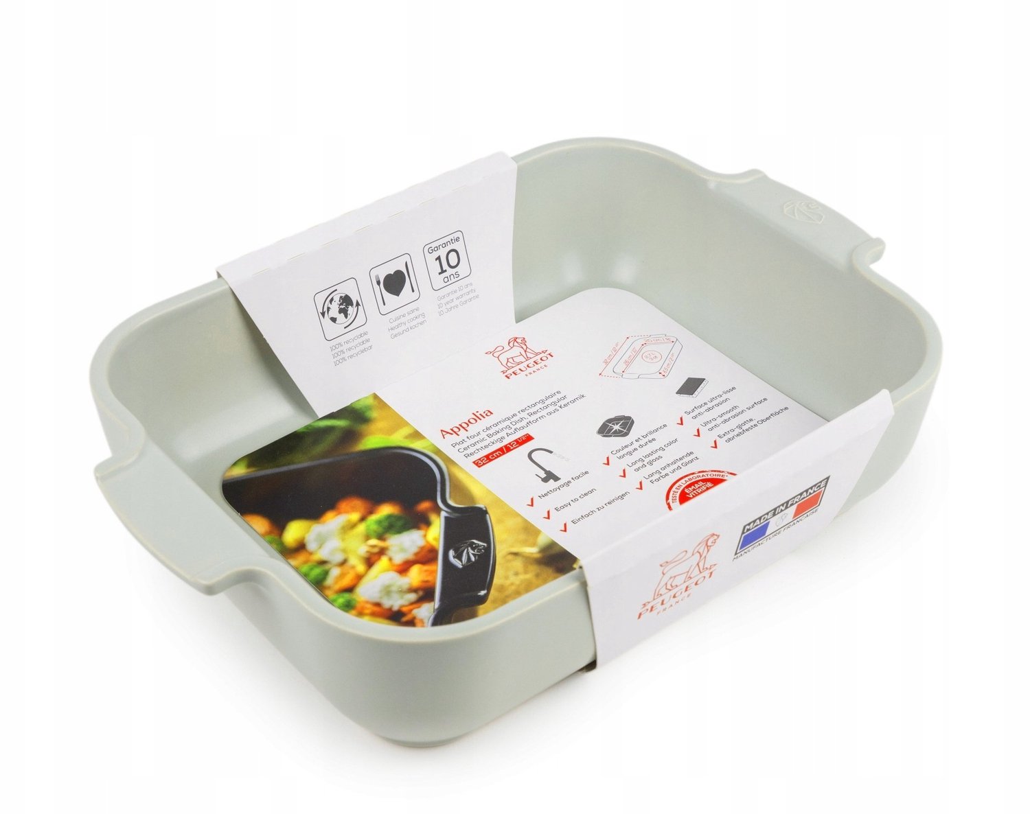 Peugeot Appolia ovenschaal PG-62637 - 32 x 20 x 7 cm, 2,7 liter, keramiek, lichtgroen