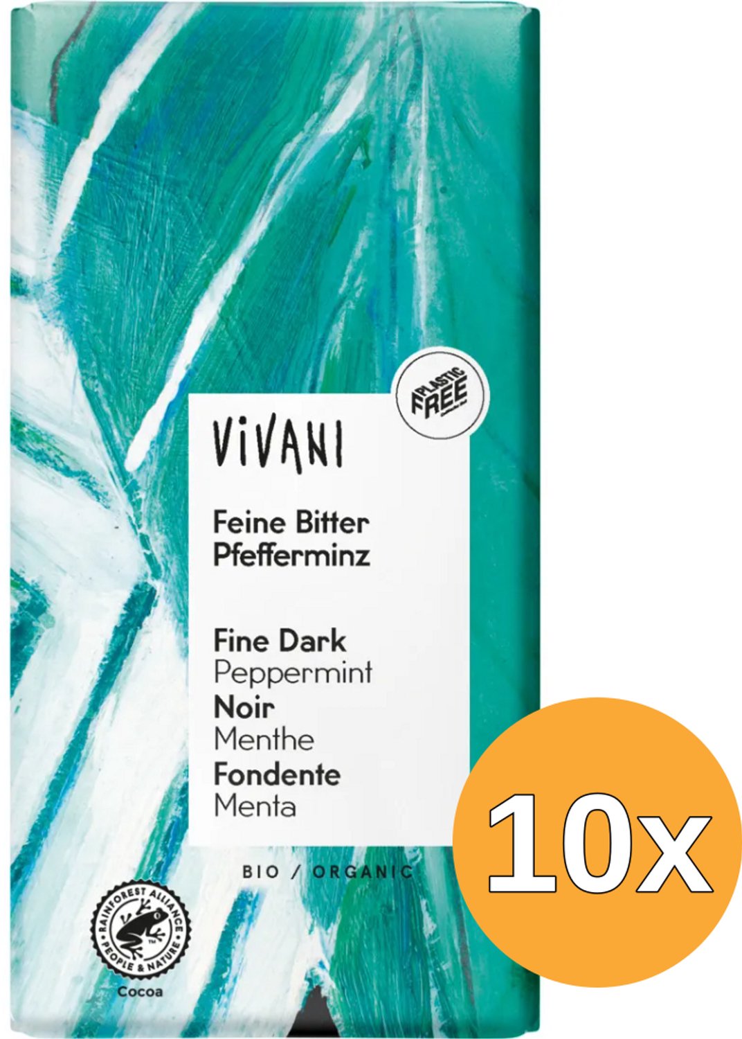 10x Vivani Chocolade Puur Met Pepermunt Bio (100 gr)