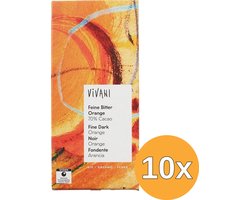 10x Vivani Chocolate Bar Fine Dark Orange 70% Cacao (80 gr)