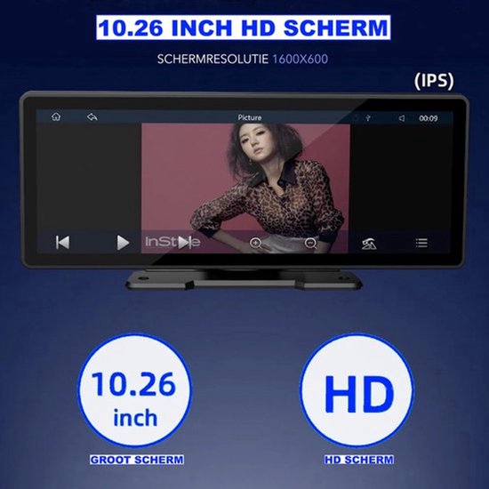 Siltcon® Geschikt voor CarPlay Scherm 10.26 Inch – Geschikt voor Android Auto Scherm – Draadloos - Navigatiesysteem Auto – Auto Scherm – Universeel – Touchscreen - Incl. Telefoonladers — cadeau in Gadgets - foto 3