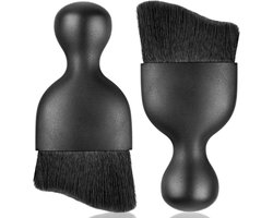 Borstel - Set van 2 stofborstels voor de auto - Zachte borstel - Gebogen reinigingsborstel - Krasvrije borstel - Voor interieur, dashboard, ventilatieroosters en kieren - Zwart