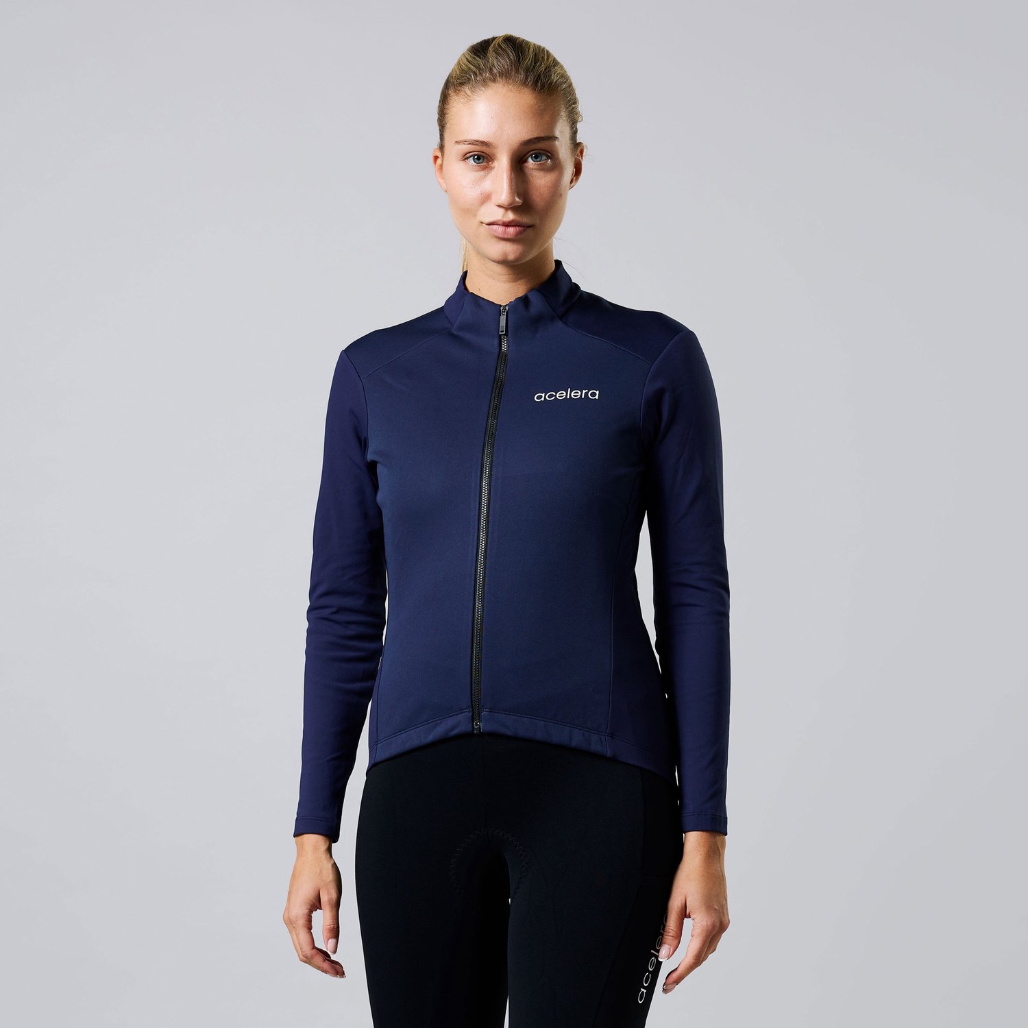 Acelera Intermediate Fleece Winter Jacket Blauw - Thermo - Fietsjack - Wielrenjack - Fietsjas - Dames - Fietsshirt Lange Mouwen- Maat XXXL