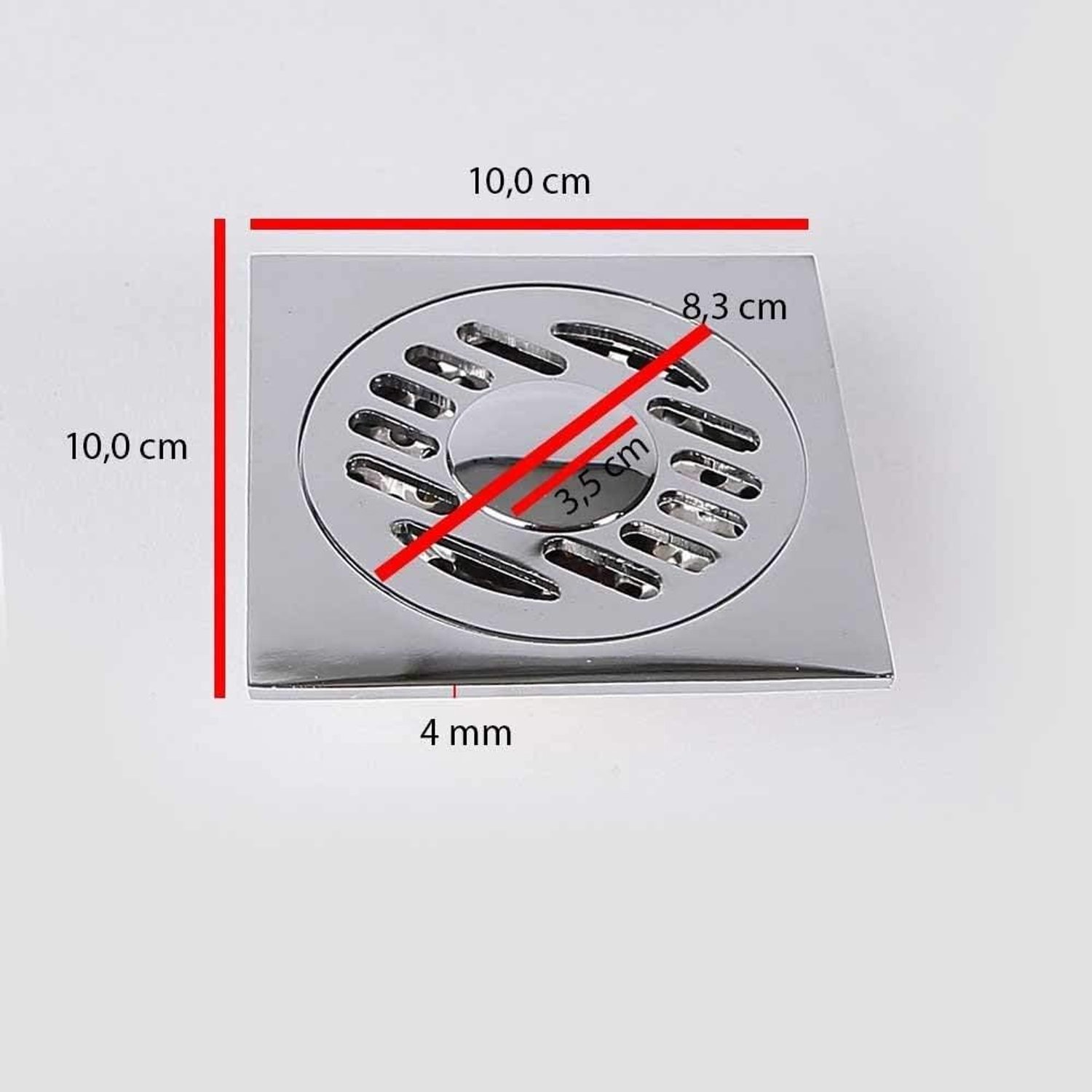 Doucheafvoer 100x100mm DN 40 - chroomgeplateerd messing - eenvoudig te installeren - perfecte waterafvoer - ShopVlot