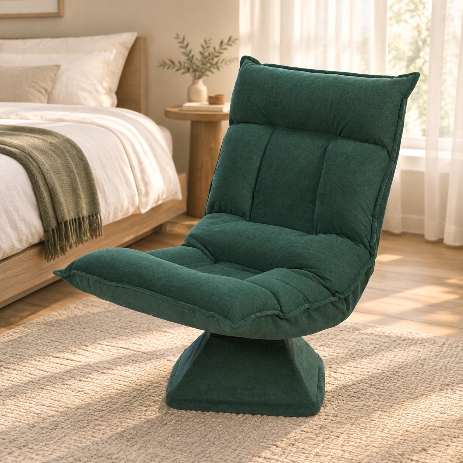 CHICFURN Vloerfauteuil - Draaibaar - Verstelbare rugleuning - Groen