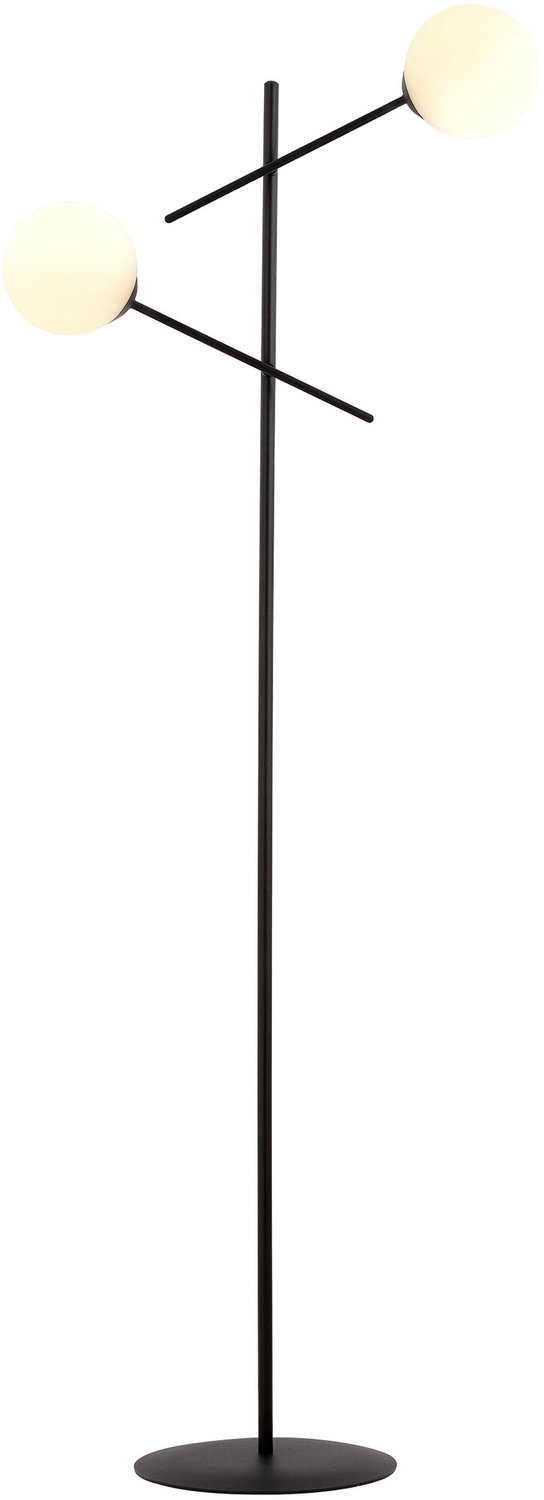 Emibig Hedensted zwarte vloerlamp met 2 witte glazen E14 - Perfect voor een Scandinavische sfeer