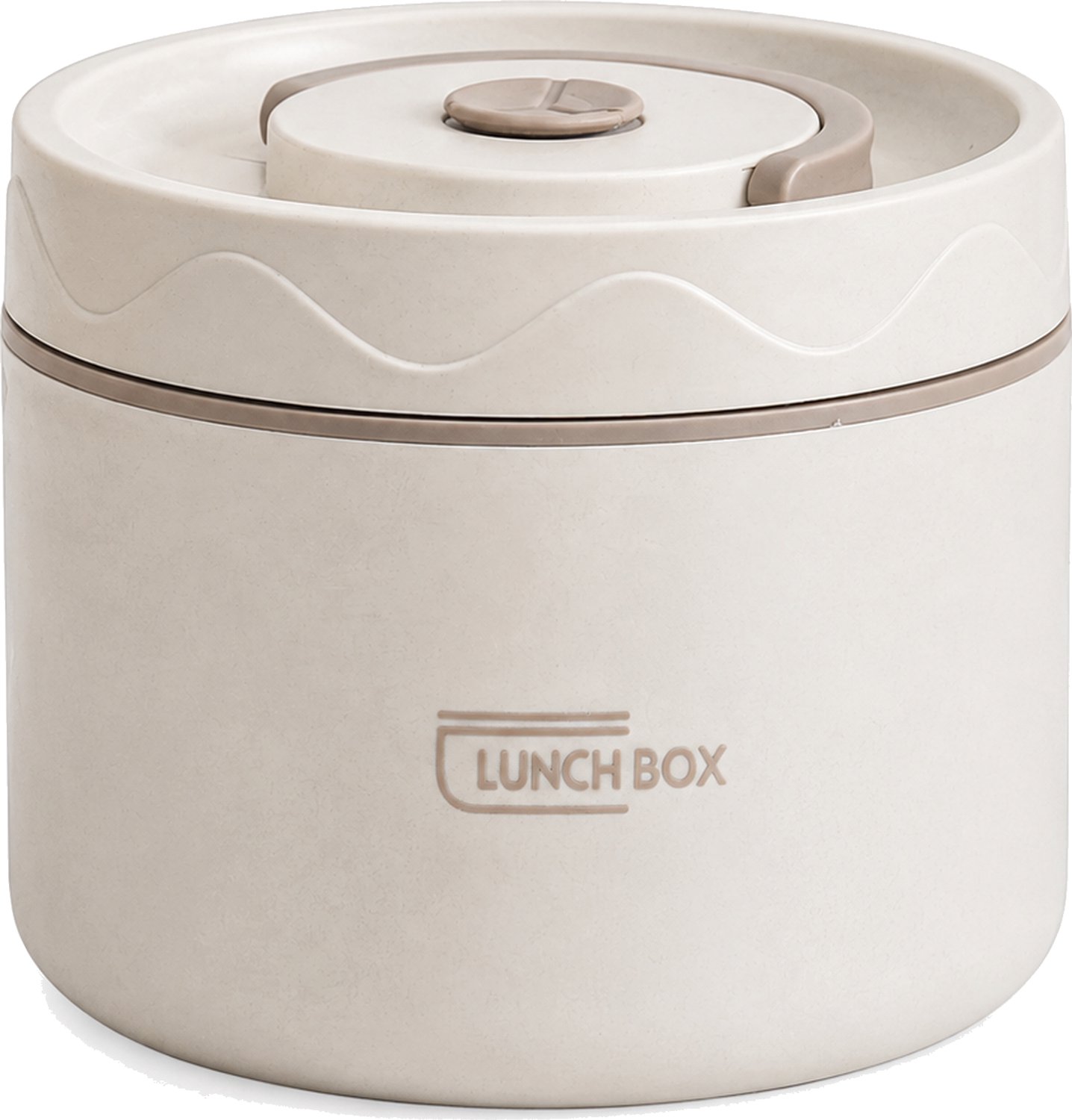 Broodtrommel 600 ml, rond met deksel, beige, geschikt voor gebruik in de magnetron, 1 stuk