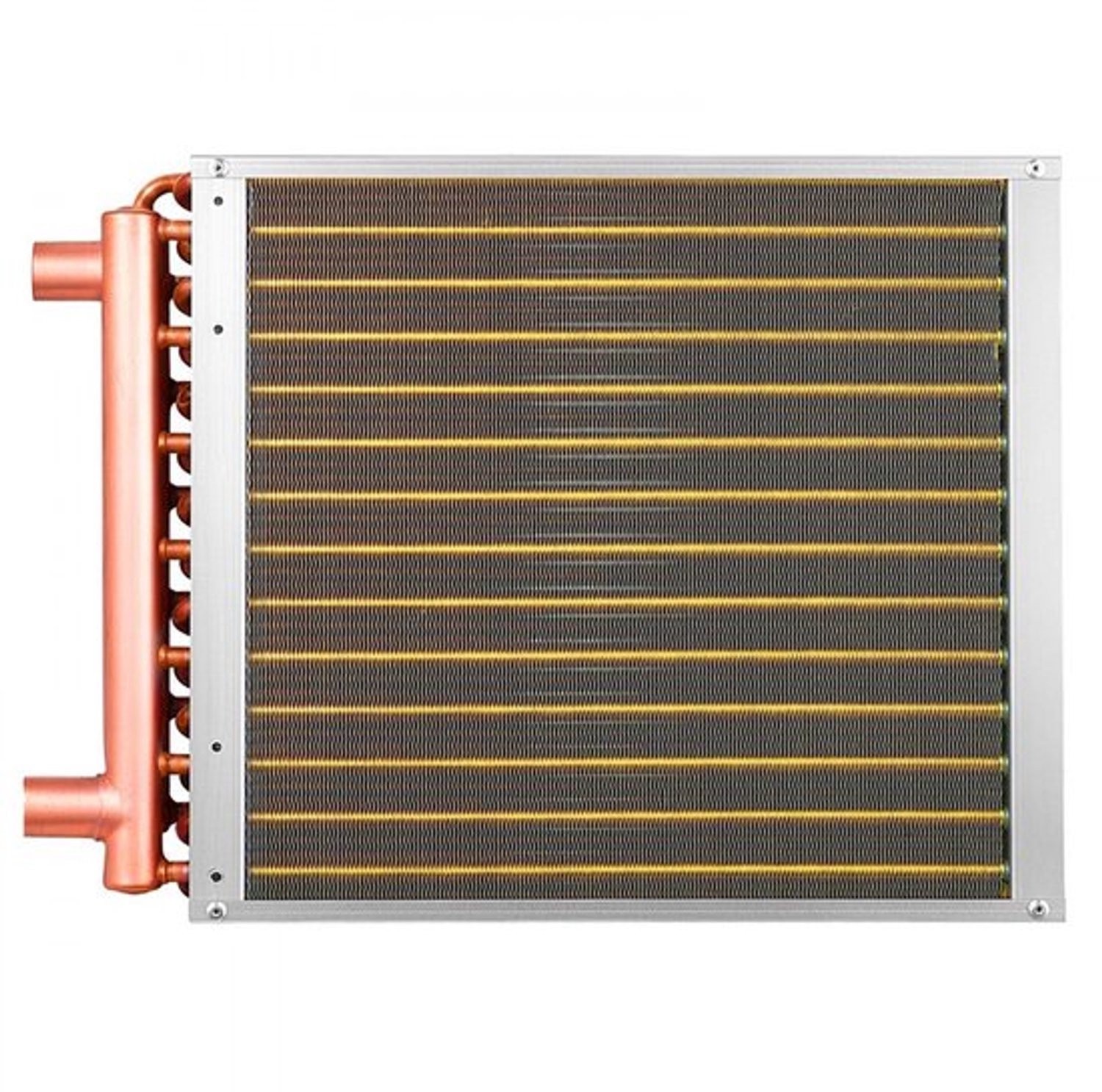 Warmtewisselaar Lamellenwarmtewisselaar - 356x356 mm - 19 kW Vermogen - Aluminium En Koper - Voor Verwarming En Koeling