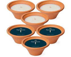 Spaas Noble Flame Buitenkaars – Terracotta Tuinschaal – circa 6u – Geurloos – 6 kaarsen