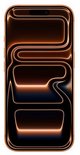 Apple iPhone 17 Pro en orange cosmique avec un affichage lumineux abstrait et ondulé sur l'écran.