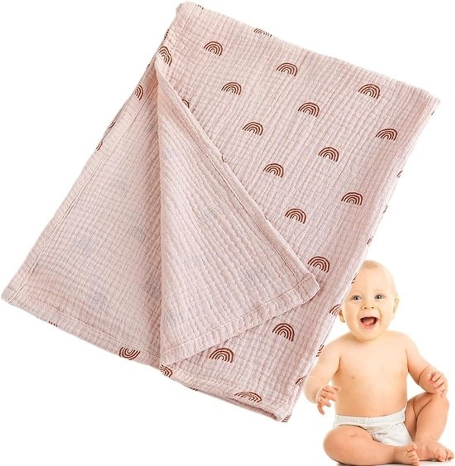 Mousseline Wikkeldeken - Baby Deken - Babycomfort - Ademend katoen - 80 x 65 cm - H