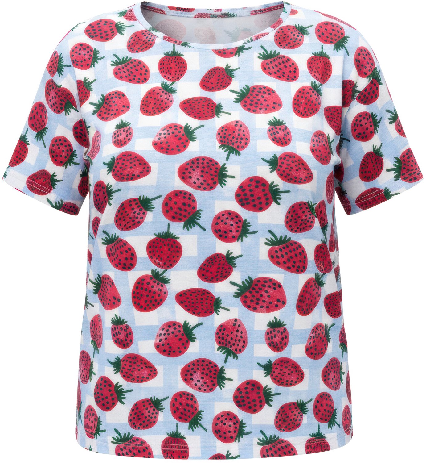 Studio Untold - Dames - T-shirt oversized aardbeienprint - Off-white - Maat 42+