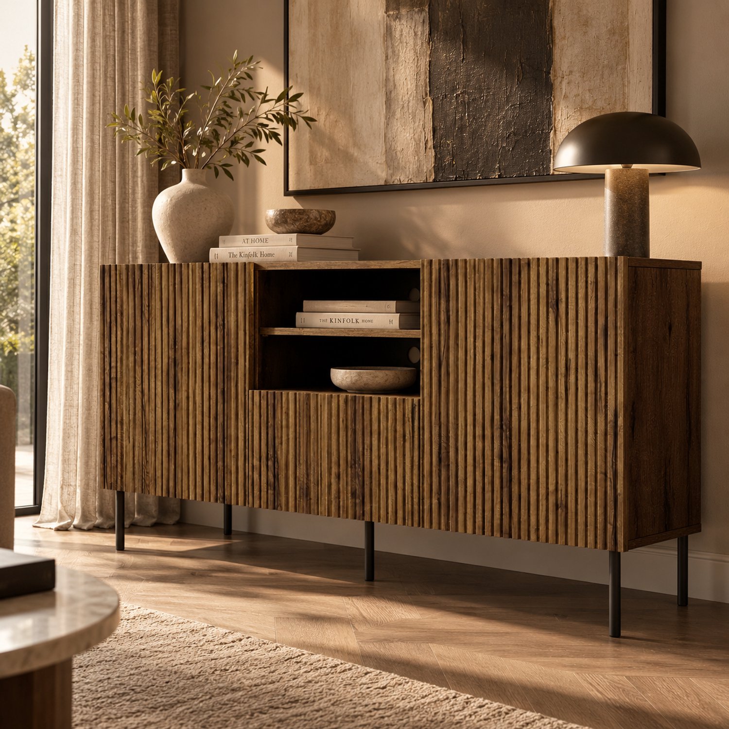 MEUBELLA Dressoir Tartagal - Donkerbruin eiken - 150 cm