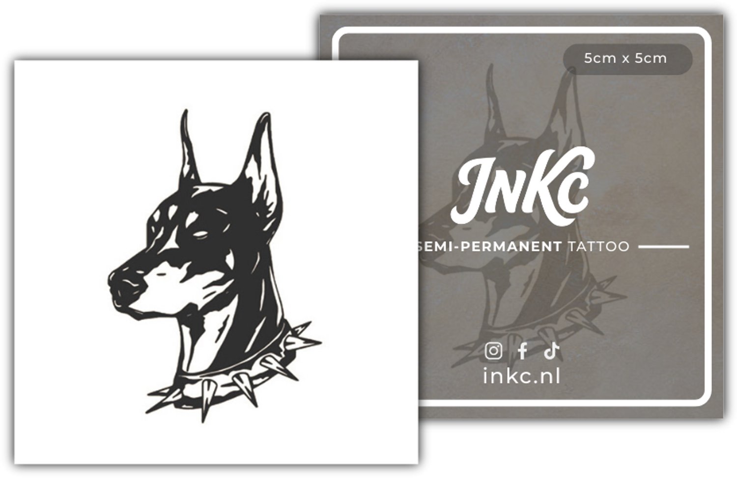 INKC - Tijdelijke Tattoo - Herdershond - Nep Tattoo - Plak Tattoos - Blijft tot 2 weken - 5 x 5cm