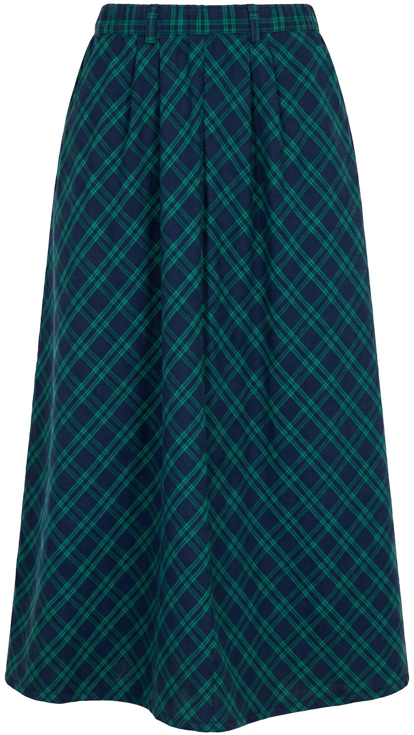 Ulla Popken - Dames - Rok ruitjes A-lijn elastische tailleband - Marine - Maat 42+