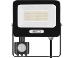 EMOS GLARO LED-schijnwerper met bewegingssensor, 30 W, zwart, IP54, 3000 lm, neutraal wit, ZS2334B