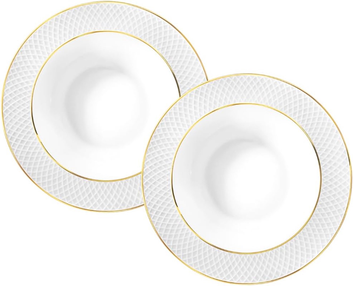 Wilmax Diep Bord Wit Gouden Rand Porselein 22.5 cm Set van 2