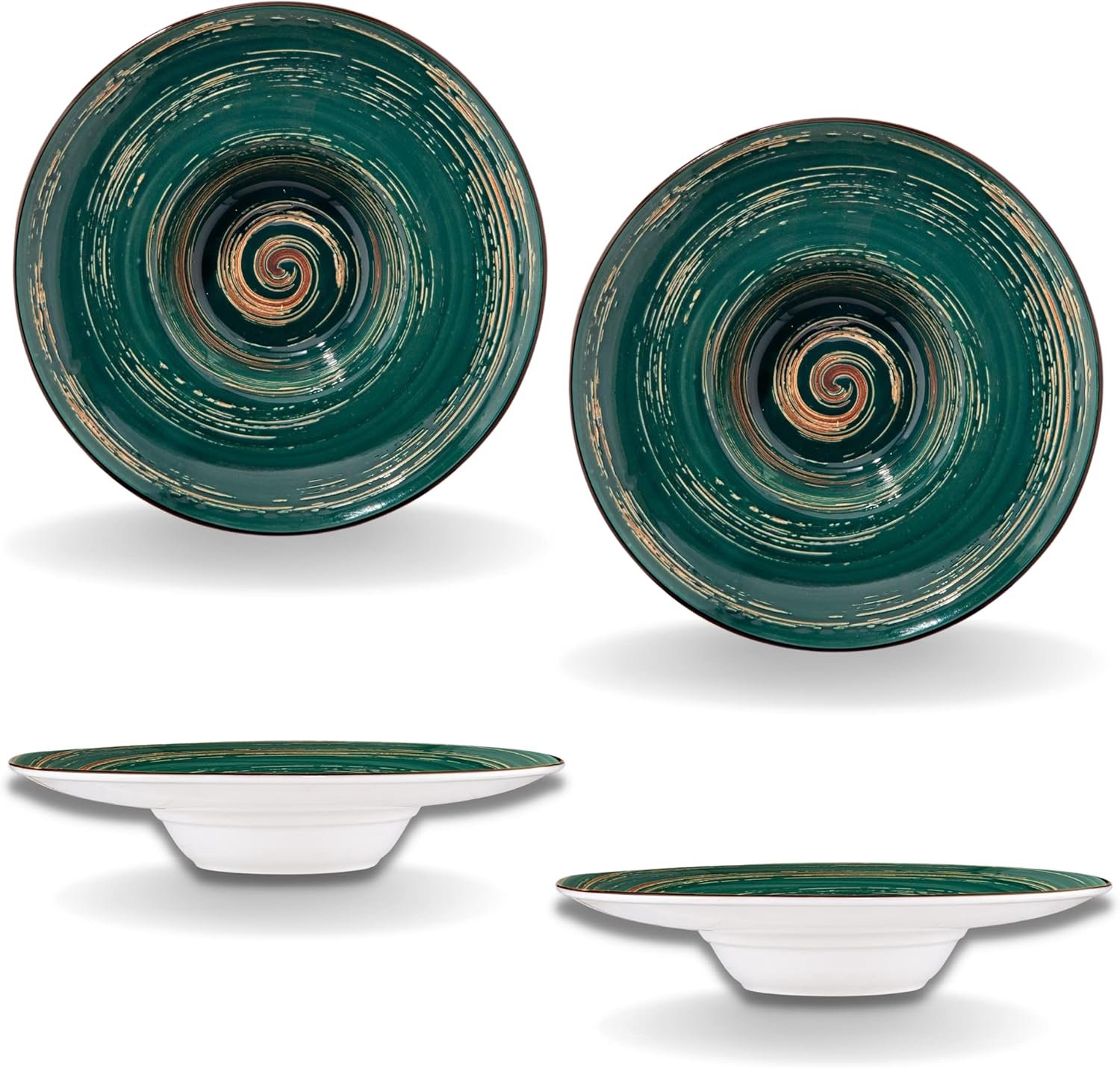 Wilmax Diep bord 24 cm 200 ml Groen Porselein 2-delige set
