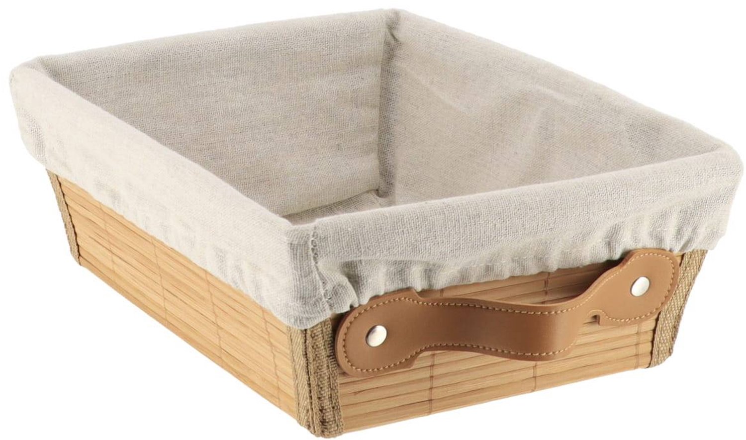 Panière dressing en bambou et lin 26 x 20,5 x 10,5 cm