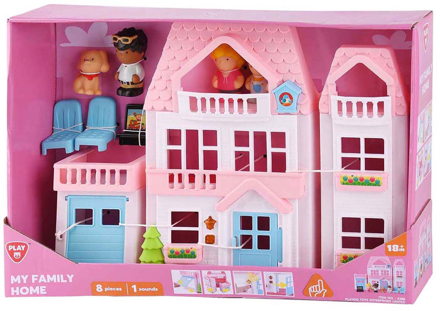 Playgo speelhuis familiehuis met geluid - kunststof speelgoed.