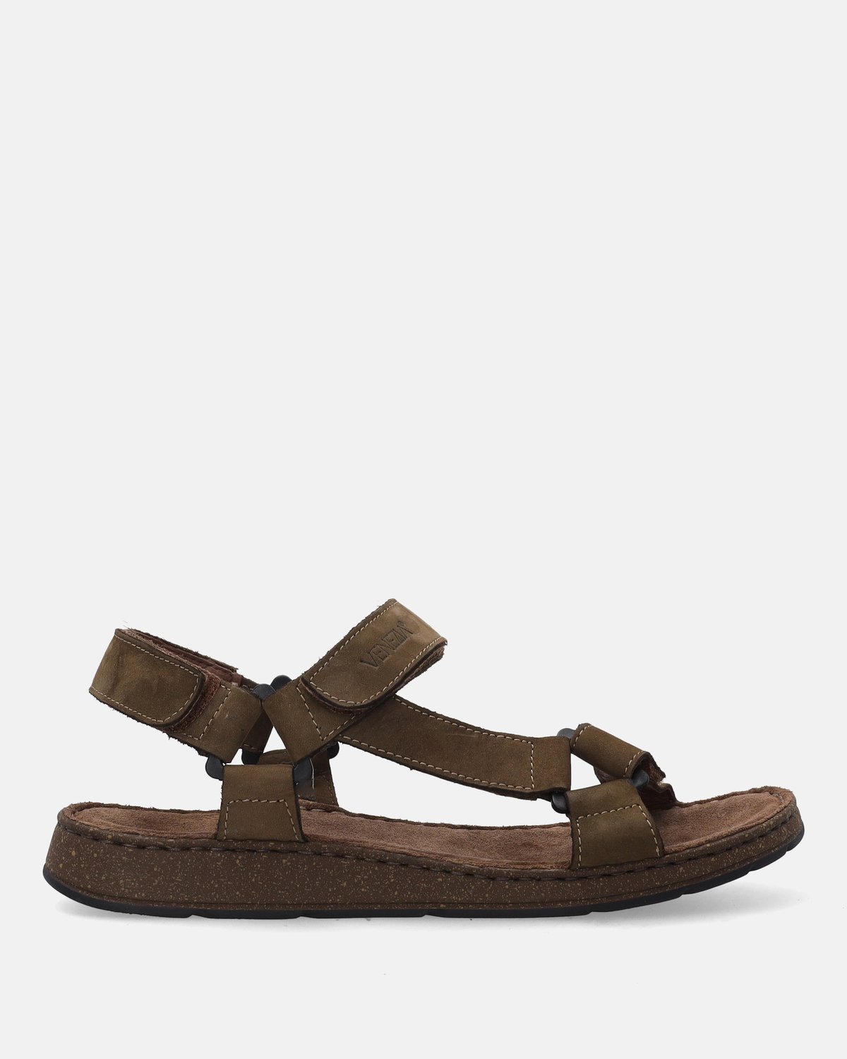 Venezia Heren Nubuck Sandalen Klittenband Groen