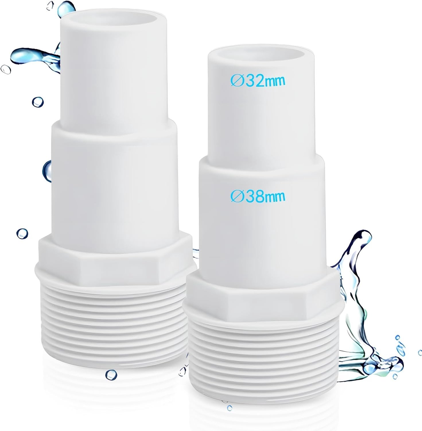 Twee-delige zwembadslangconnector, slangverbinding set voor zwembad met diameter 32/38 mm naar 1,5 inch slangadapter, ideaal voor zwembadaccessoires en installatie