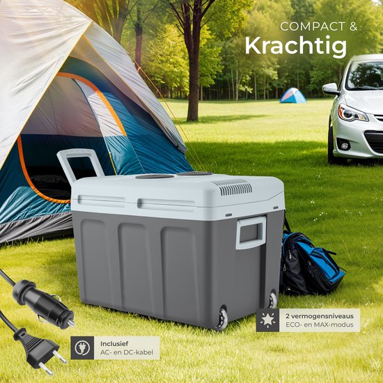 tectake® - Elektrische koelbox en warmtebox - Inhoud 40L - Licht en stil met ECO-modus - 56 x 39 x 42 cm - Met wielen, scheidingsrooster en draaggreep van TecTake — afbeelding 4