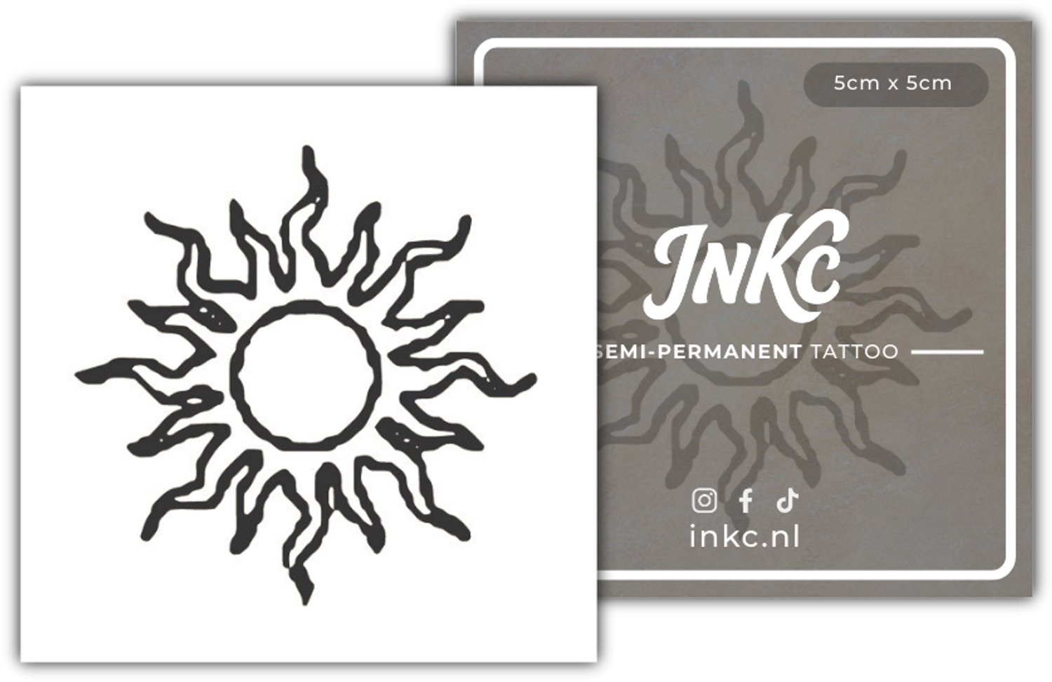INKC - Tijdelijke Tattoo - Zonnetje - Nep Tattoo - Plak Tattoos - Blijft tot 2 weken - 5 x 5cm