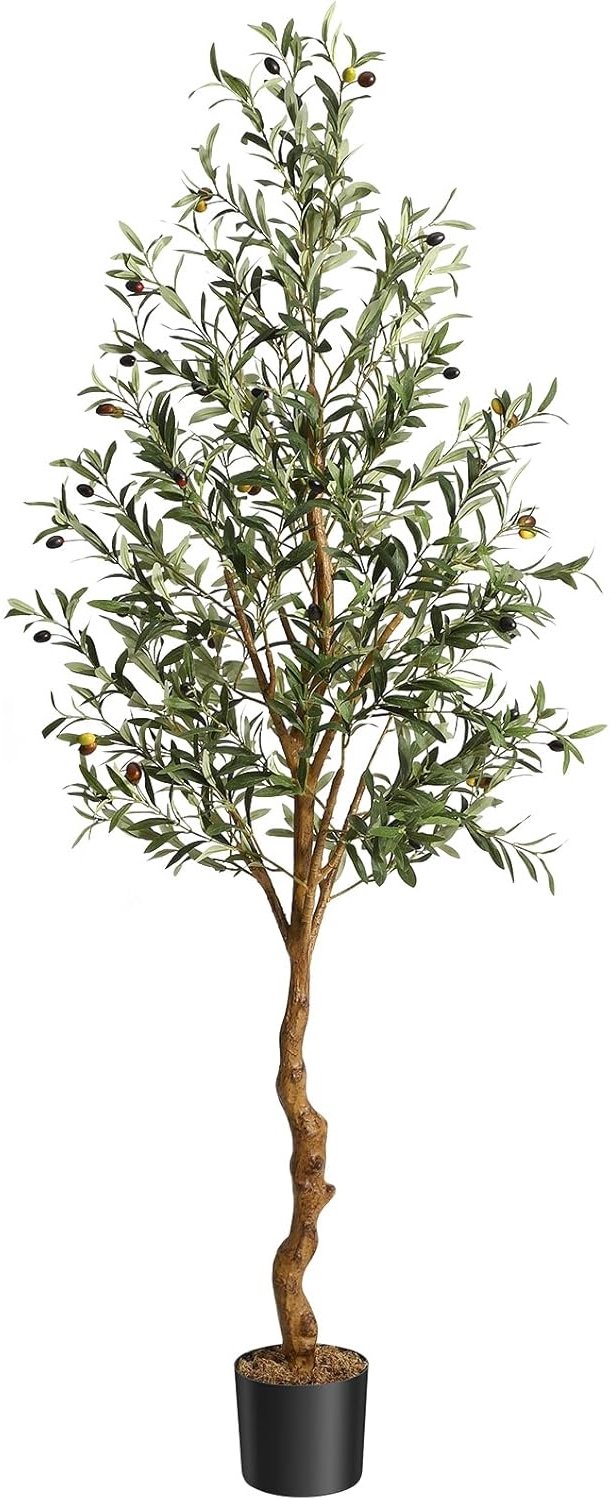 Kunstmatige Olijfboom 6FT - Kunststof - Realistische Bladeren en Olijven - Betonnen Pot - Woondecoratie - Decoratieve Plant