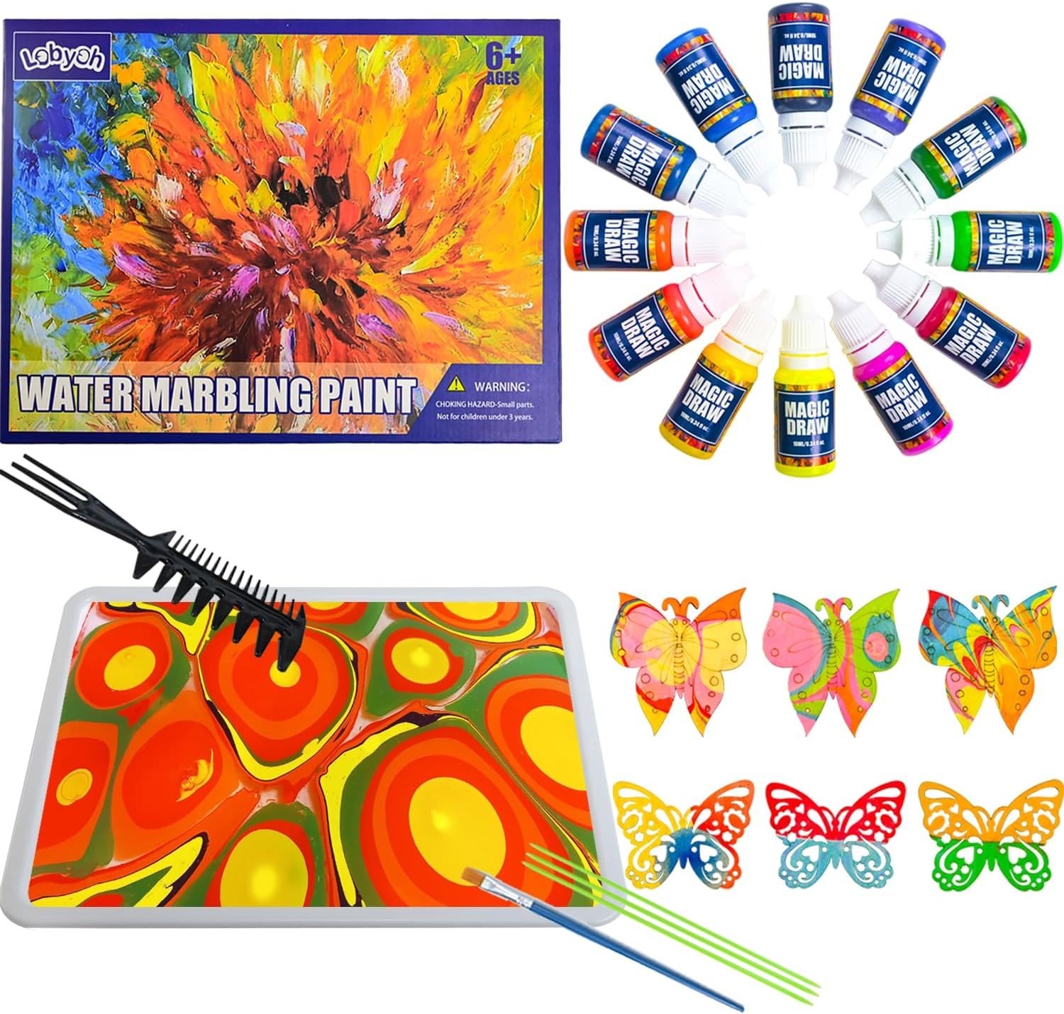 Water Marmering Verfset - Multicolor - 12 Kleuren - Kindvriendelijke Knutselset voor Creatieve Activiteiten
