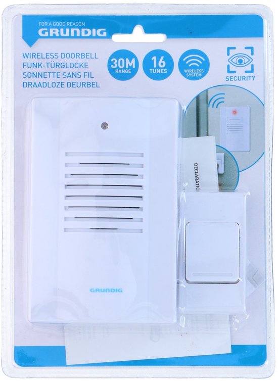 Grundig - Draadloze deurbel - LED - 16 geluiden - 30m bereik — afbeelding 2