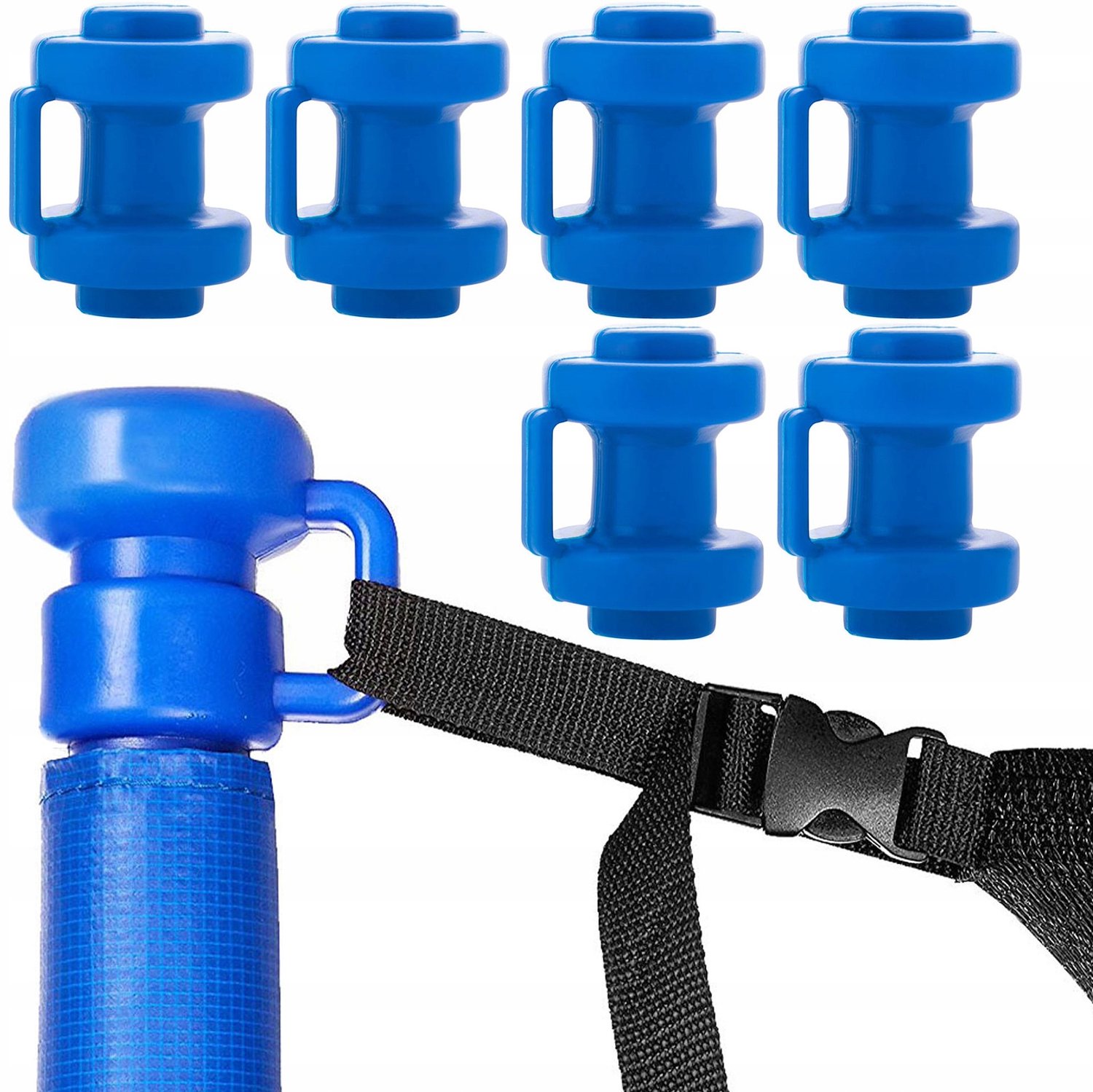 6x Trampoline Bevestigingskapjes voor Binnengaas - Blauw
