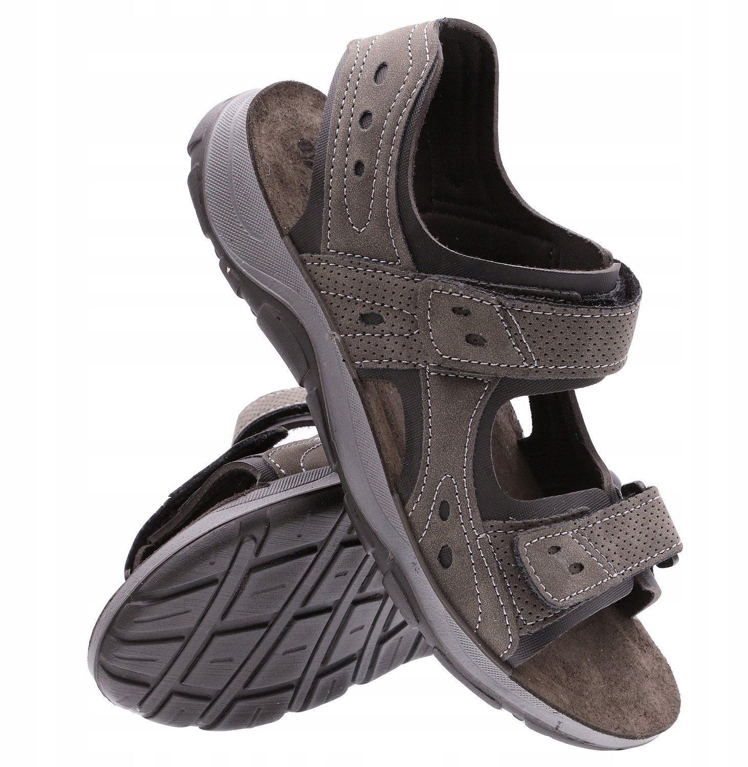 Inblu Heren Sandalen IN-TO-08 Comfortabele Leren Inlegzool Grijs