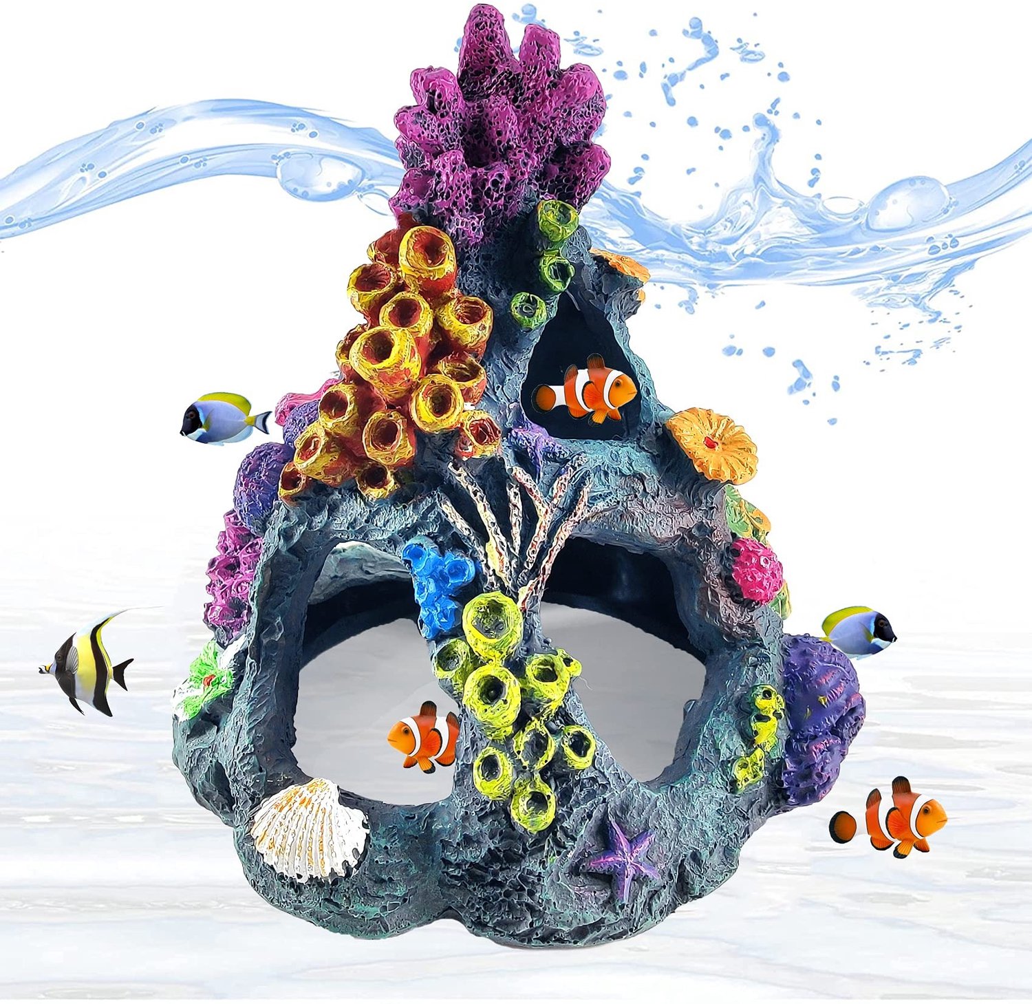 Famanu – Koraal Aquarium Decoratie van Hars, Vis Schuilplaats, 15 cm