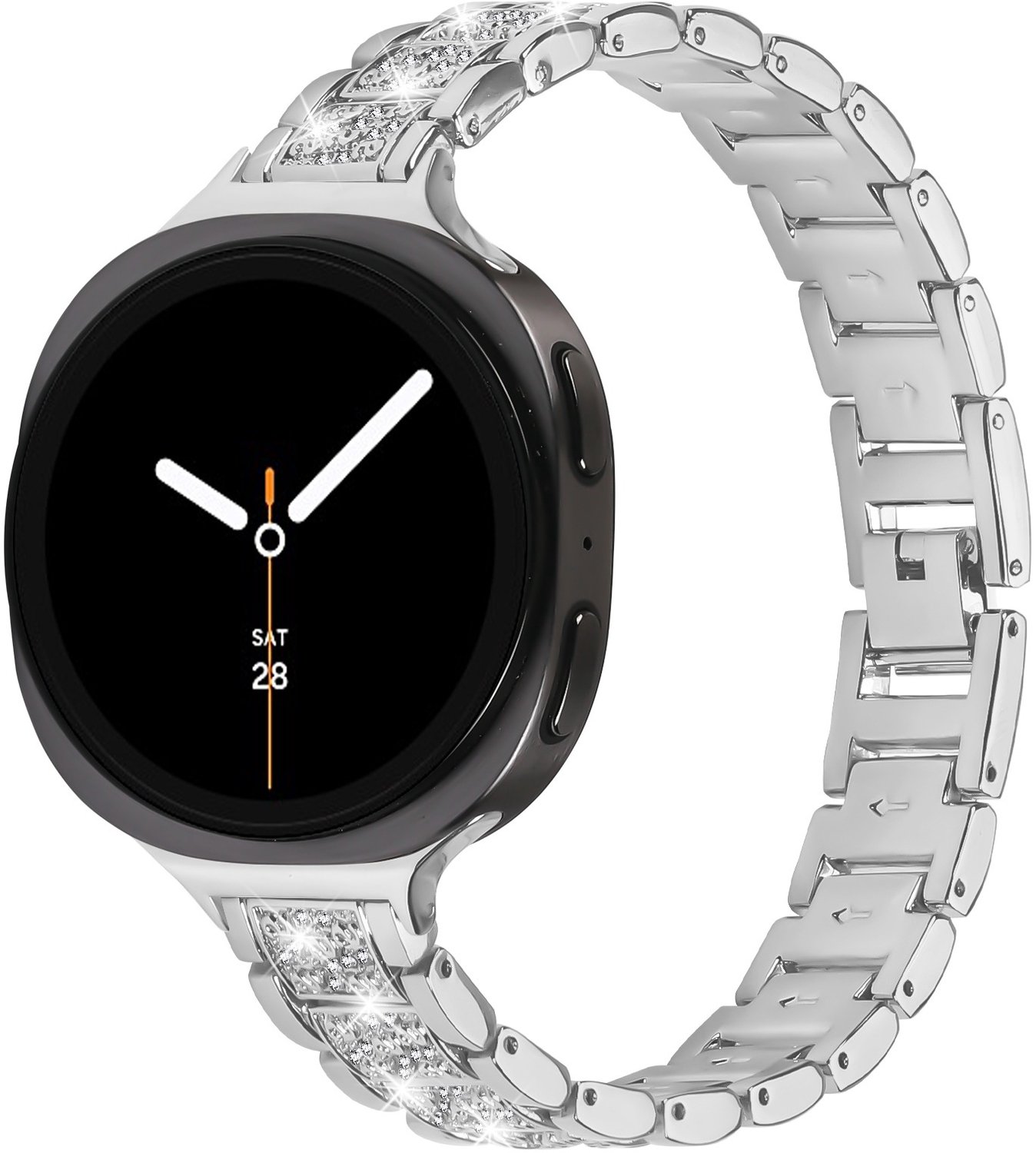 Elegante Diamanten Horlogeband van Roestvrij Staal Compatibel met Samsung Watch 8 (Kleinere Versie)