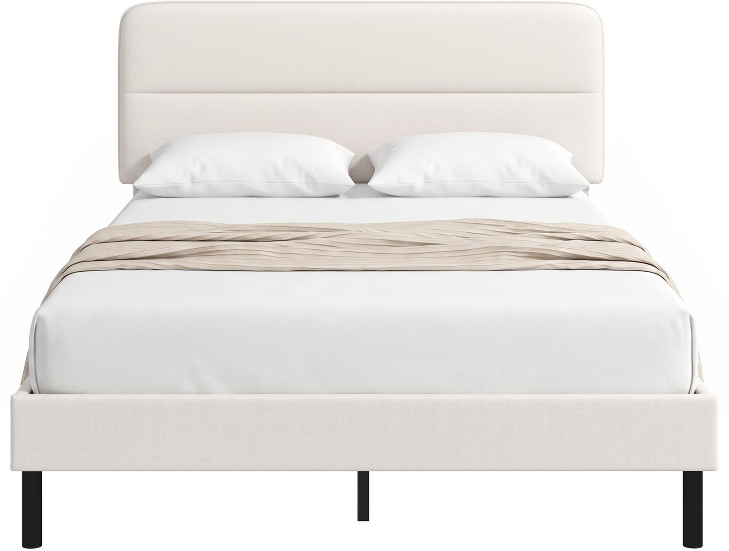Homcom Bed Frame-Polyester, Sperrholz-153 x 207 x 115 cm-Beige