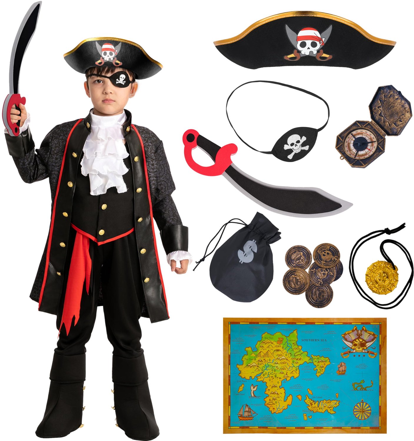 Spooktacular Creations Kinder Piraat Kapitein Kostuum - maat S