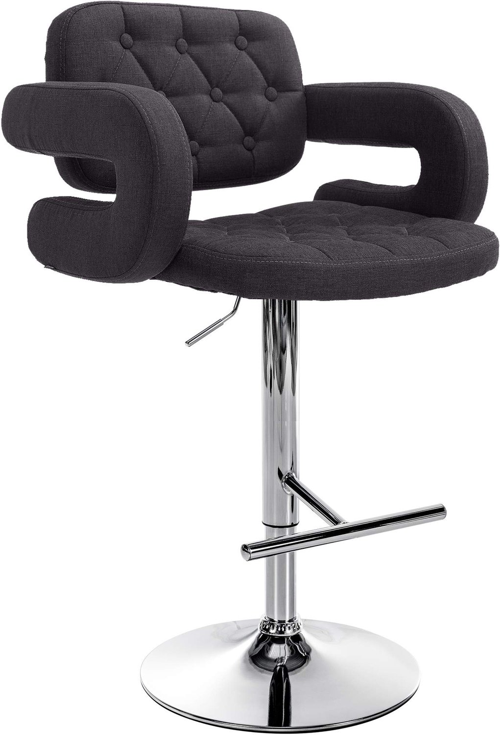 Luxe Comfort Barkruk - Verstelbaar - Stof - Zwart zwart chroom
