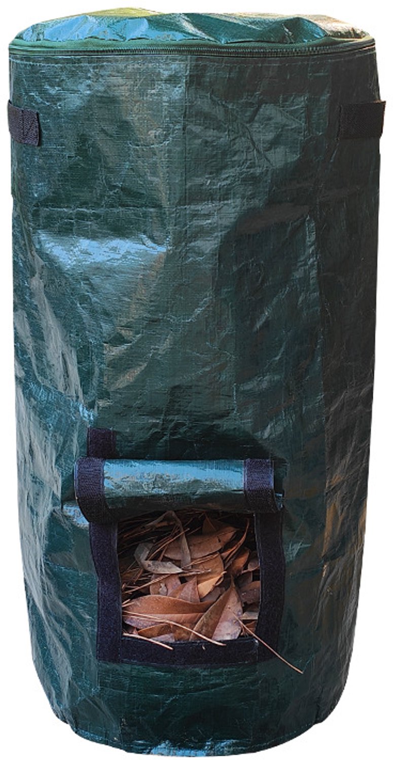 YAGXIG compostbakzak - 34 gallon - tuincompostzak - vuilniszak voor buiten - herbruikbaar - organisch afval tuincompostzak - opvouwbaar - bladgazonzak tuincontainer (groen 1 stuk)