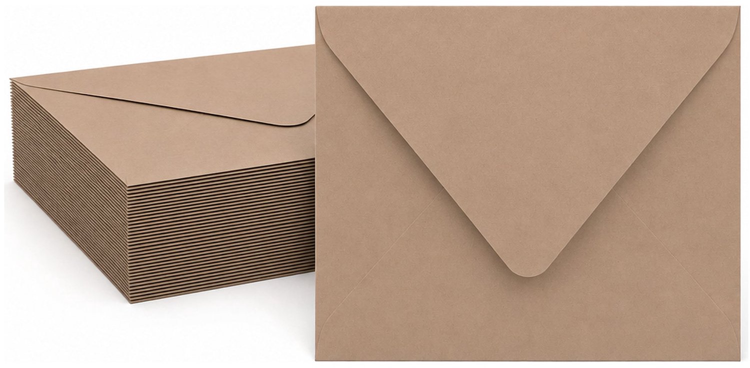 Enveloppen Bruin 12.5x14 cm - 60 stuks - 120 gram - Bruine Enveloppen - Wenskaart Envelop