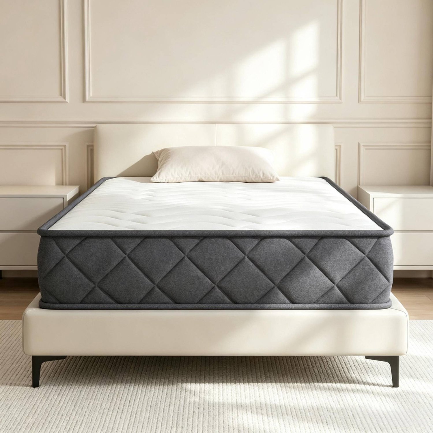 CHICFURN Traagschuimmatras 90 x 190 cm - Eenpersoonsmatras - Wit en grijs